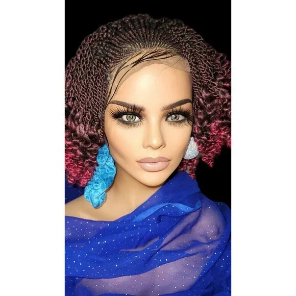 Braided Wig Handmade Micro Millions Braids, Short Kinky Twists, NWT, Ombre - Picture 4 of 15